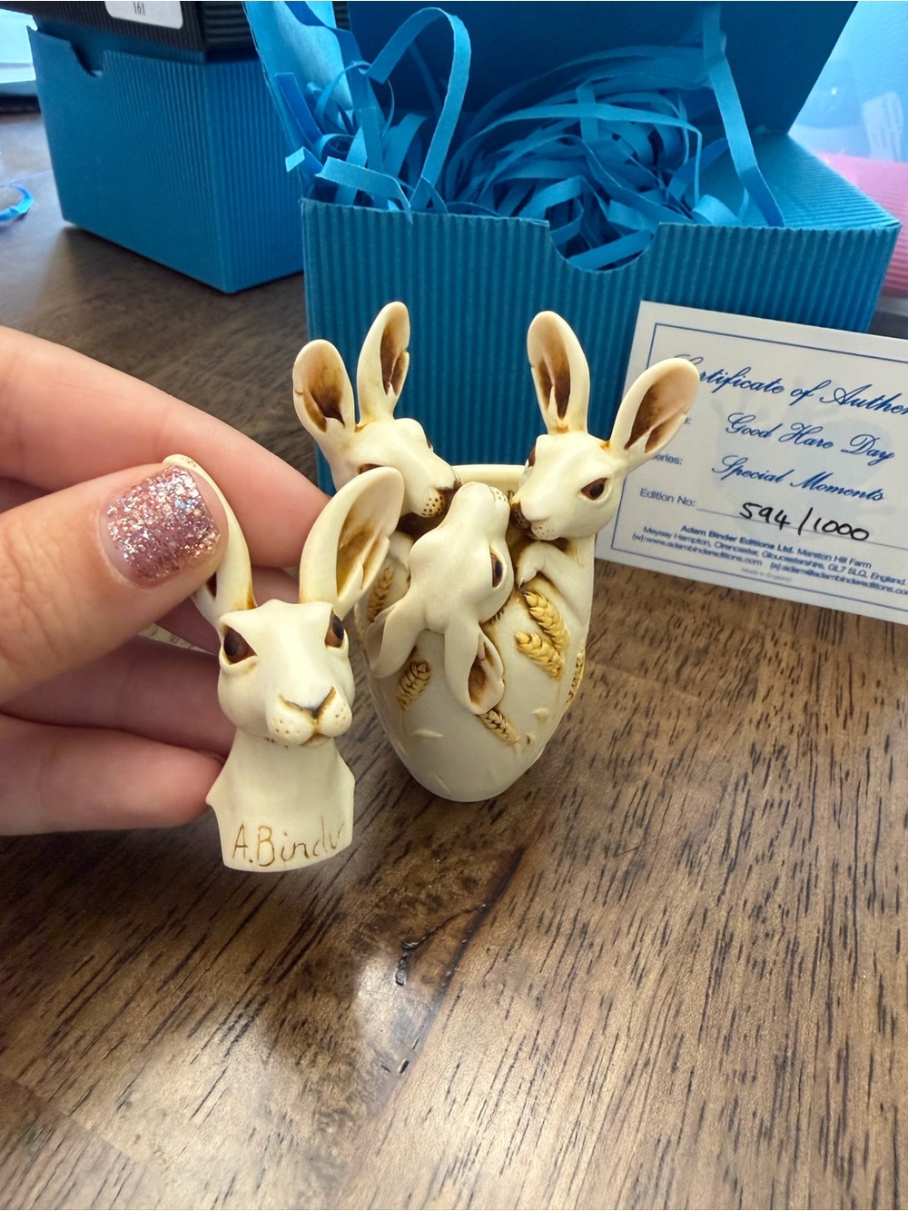 Adam Binder ‘Good Hare Day’ Bunny Sculpture- Special Moments Collection - Picture 3 of 5